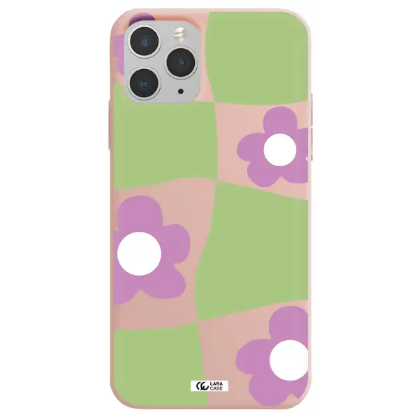 Five Petal Purple Flower Apple iPhone 11 pro Silicone pastel pink Case