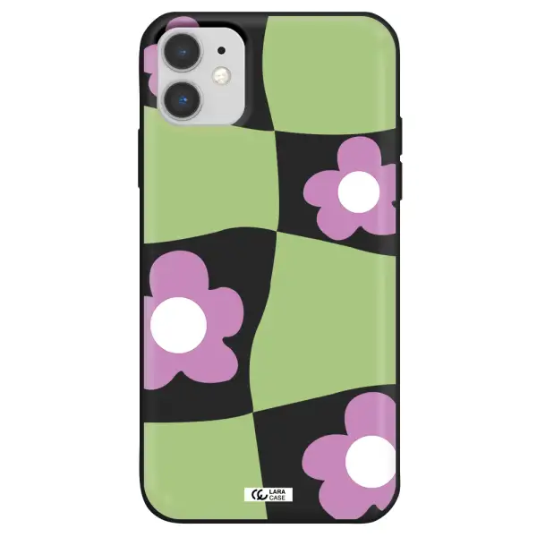 Five Petal Purple Flower Apple iPhone 11 Silicone black Case