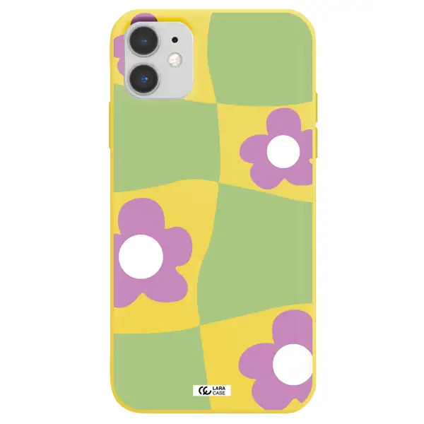 Five Petal Purple Flower Apple iPhone 11 Silicone canary yellow Case