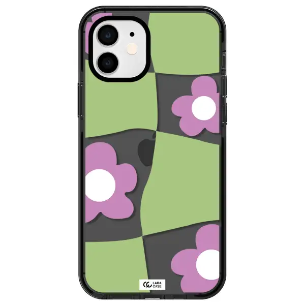 Five Petal Purple Flower Apple iPhone 12 impact Smoke Black Case