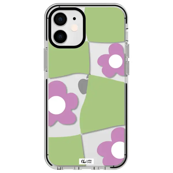 Five Petal Purple Flower Apple iPhone 12 mini impact black border Case