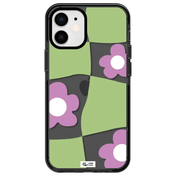 Five Petal Purple Flower Apple iPhone 12 mini impact Smoke Black Case