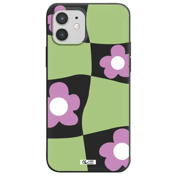 Five Petal Purple Flower Apple iPhone 12 mini Silicone black Case