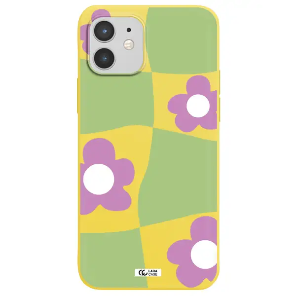 Five Petal Purple Flower Apple iPhone 12 mini Silicone canary yellow Case