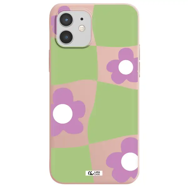 Five Petal Purple Flower Apple iPhone 12 mini Silicone pastel pink Case