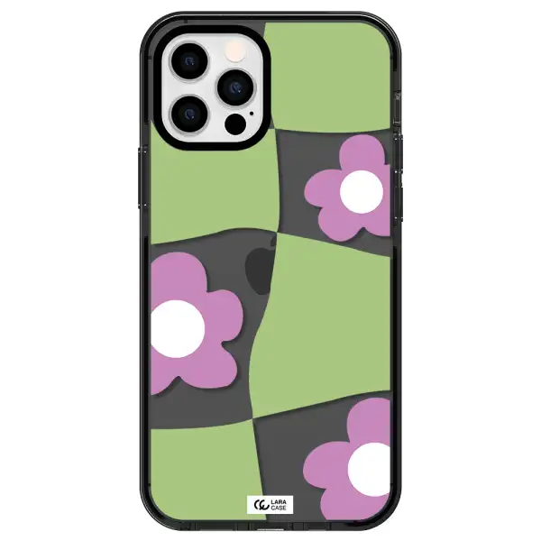 Five Petal Purple Flower Apple iPhone 12 pro impact Smoke Black Case