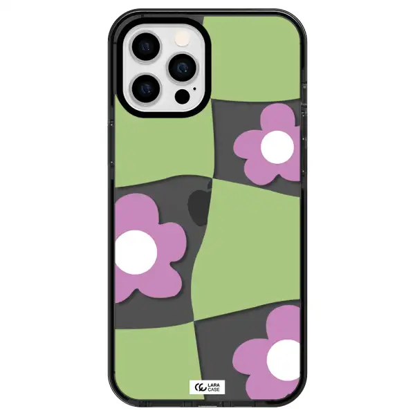 Five Petal Purple Flower Apple iPhone 12 pro max impact Smoke Black Case
