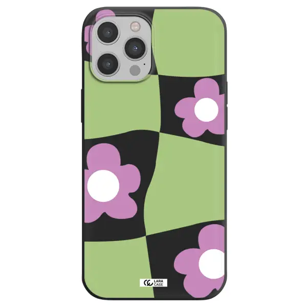 Five Petal Purple Flower Apple iPhone 12 pro max Silicone black Case