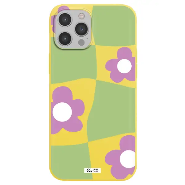 Five Petal Purple Flower Apple iPhone 12 pro max Silicone canary yellow Case