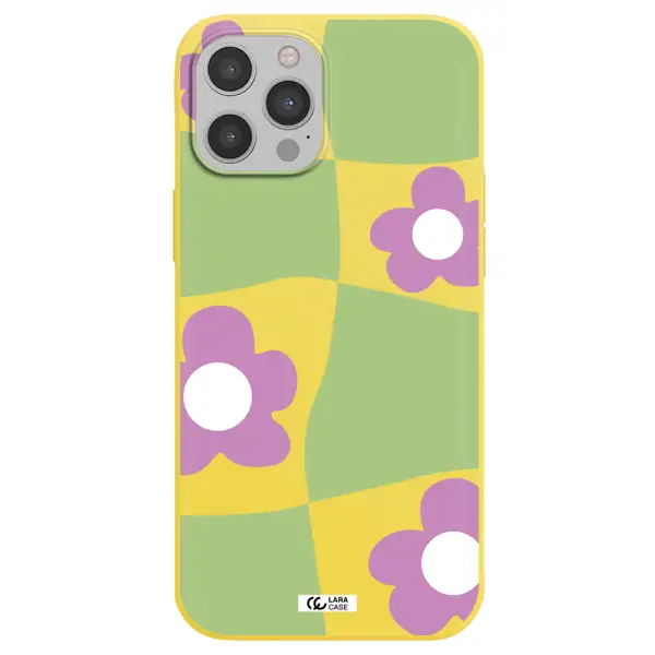 Five Petal Purple Flower Apple iPhone 12 pro Silicone canary yellow Case