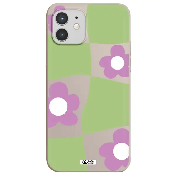 Five Petal Purple Flower Apple iPhone 12 Silicone Stone Case