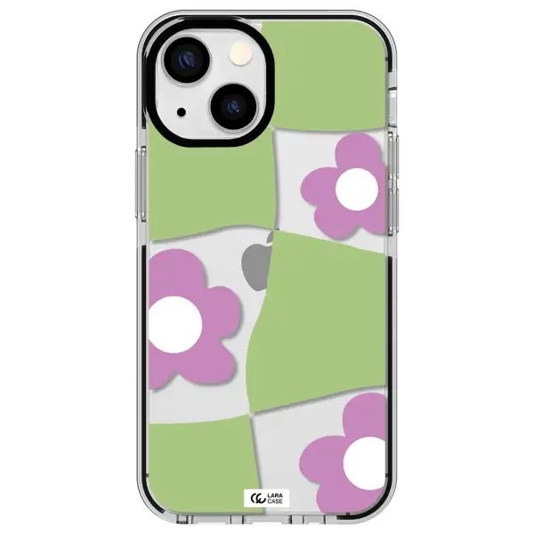 Five Petal Purple Flower Apple iPhone 13 mini impact black border Case