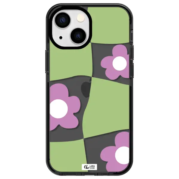 Five Petal Purple Flower Apple iPhone 13 mini impact Smoke Black Case