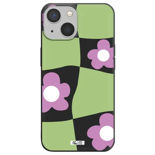 Five Petal Purple Flower Apple iPhone 13 mini Silicone black Case