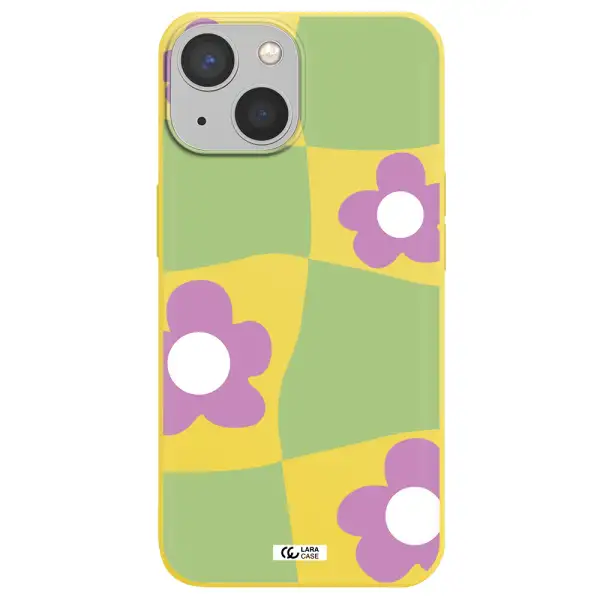 Five Petal Purple Flower Apple iPhone 13 mini Silicone canary yellow Case