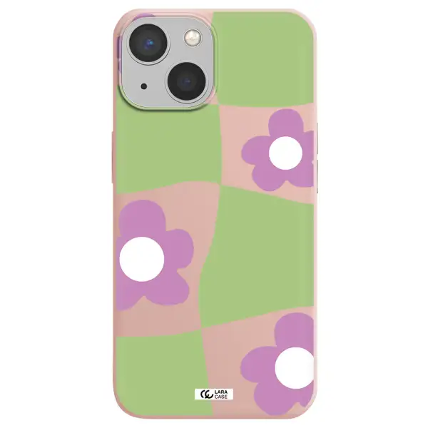 Five Petal Purple Flower Apple iPhone 13 mini Silicone pastel pink Case