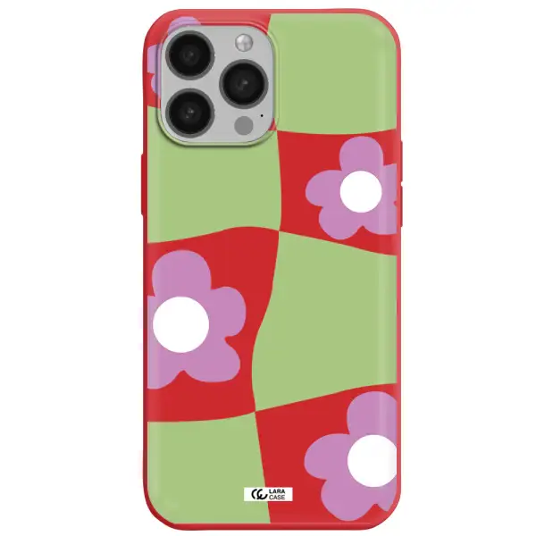 Five Petal Purple Flower Apple iPhone 13 Pro Max Silicone Imperial Red Case