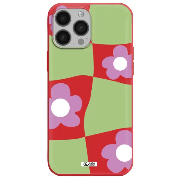 Five Petal Purple Flower Apple iPhone 13 Pro Silicone Imperial Red Case
