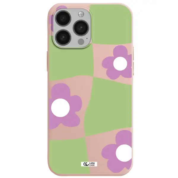 Five Petal Purple Flower Apple iPhone 13 Pro Silicone pastel pink Case
