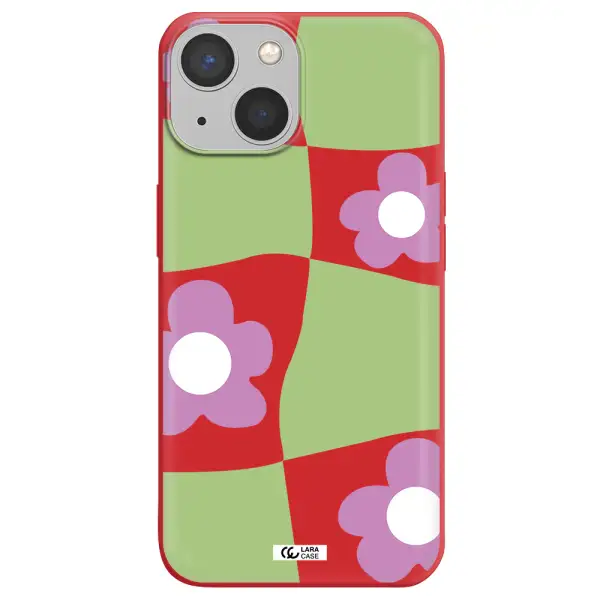 Five Petal Purple Flower Apple iPhone 13 Silicone Imperial Red Case