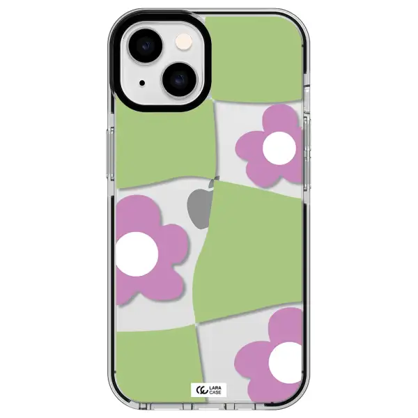 Five Petal Purple Flower Apple iPhone 14 impact black border Case