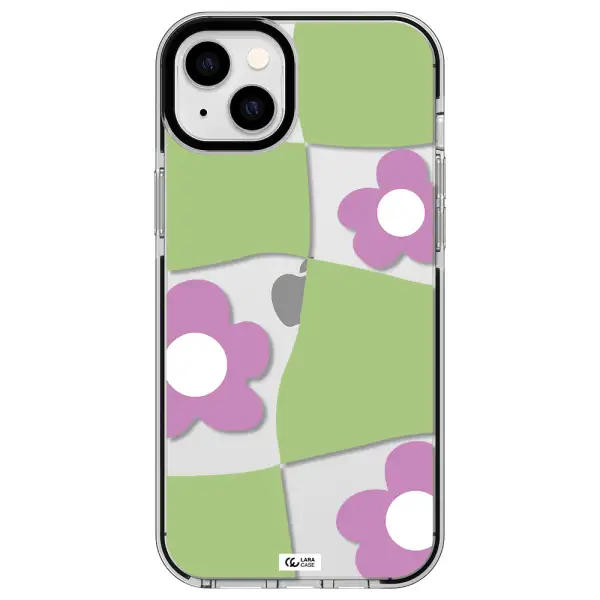 Five Petal Purple Flower Apple iPhone 14 plus impact black border Case