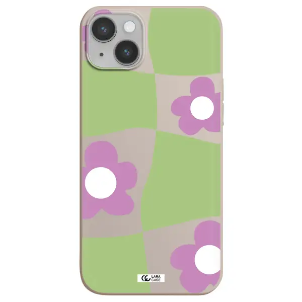 Five Petal Purple Flower Apple iPhone 14 plus Silicone Stone Case