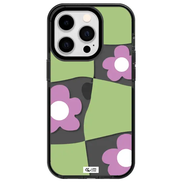 Five Petal Purple Flower Apple iPhone 14 pro impact Smoke Black Case