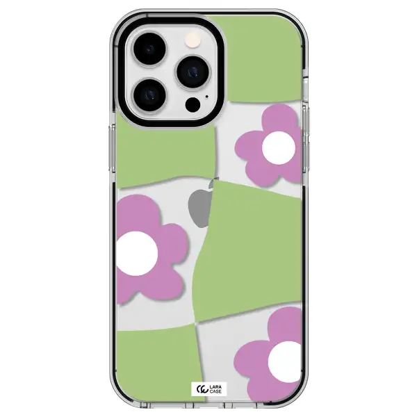 Five Petal Purple Flower Apple iPhone 14 pro max impact black border Case