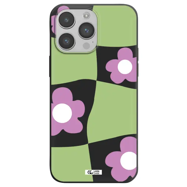 Five Petal Purple Flower Apple iPhone 14 pro max Silicone black Case