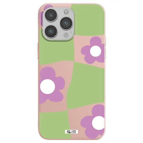 Five Petal Purple Flower Apple iPhone 14 pro max Silicone pastel pink Case