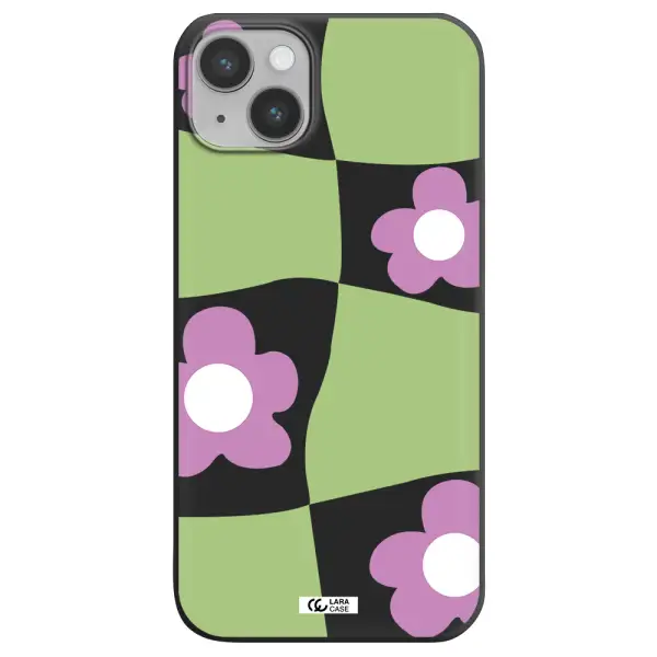 Five Petal Purple Flower Apple iPhone 14 Silicone black Case