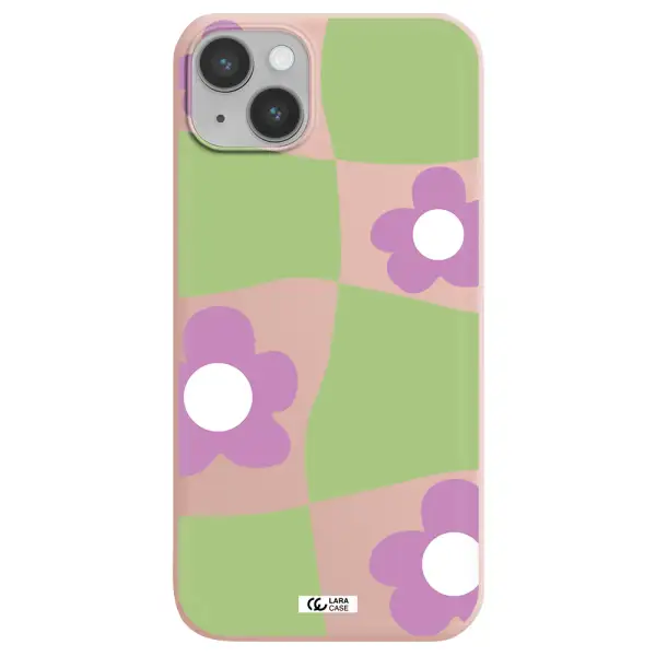 Five Petal Purple Flower Apple iPhone 14 Silicone pastel pink Case