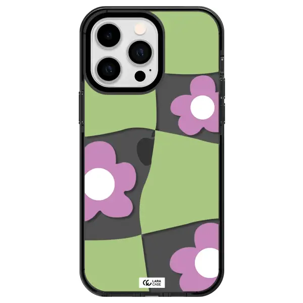 Five Petal Purple Flower Apple iPhone 15 Pro impact Smoke Black Case