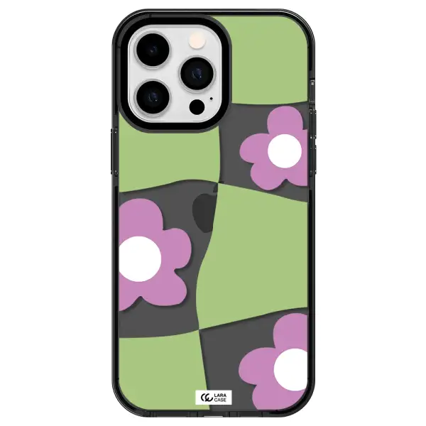 Five Petal Purple Flower Apple iPhone 15 Pro Max impact Smoke Black Case