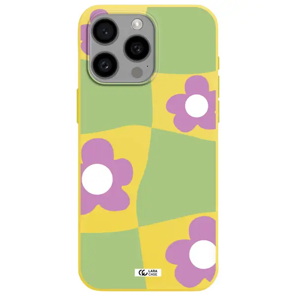 Five Petal Purple Flower Apple Iphone 15 Pro max Silicone canary yellow Case