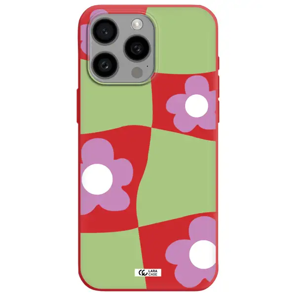 Five Petal Purple Flower Apple Iphone 15 Pro Max Silicone Imperial Red Case