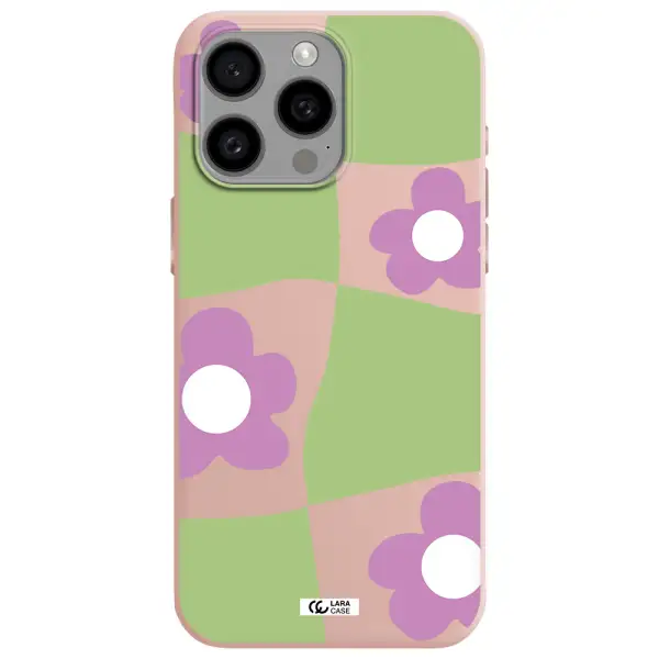 Five Petal Purple Flower Apple Iphone 15 Pro max Silicone pastel pink Case