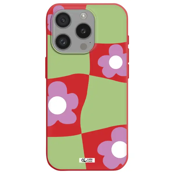 Five Petal Purple Flower Apple Iphone 15 Pro Silicone Imperial Red Case