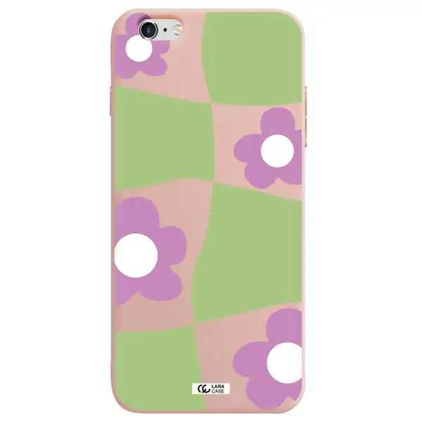 Five Petal Purple Flower Apple iPhone 6 plus Silicone pastel pink Case