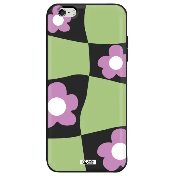 Five Petal Purple Flower Apple iPhone 6 s plus Silicone black Case