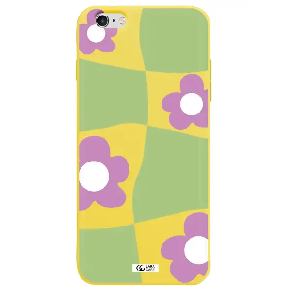 Five Petal Purple Flower Apple iPhone 6 s plus Silicone canary yellow Case