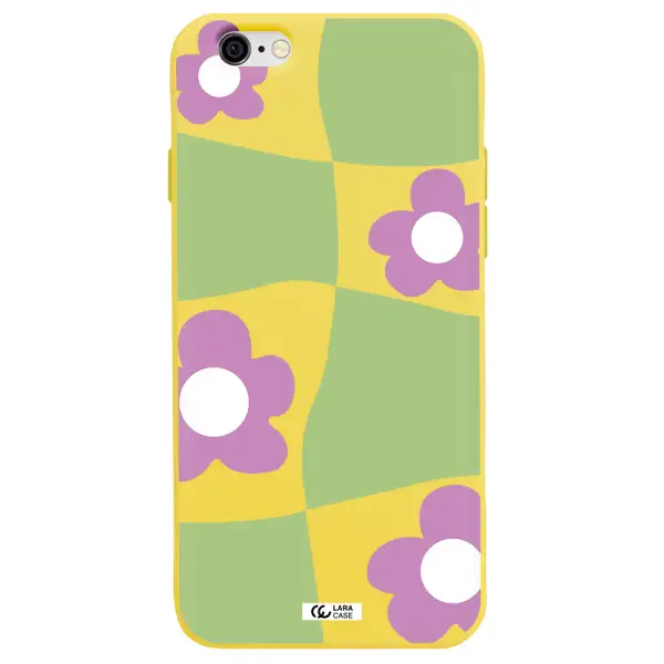 Five Petal Purple Flower Apple iPhone 6 Silicone canary yellow Case
