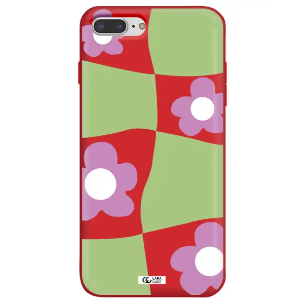 Five Petal Purple Flower Apple iPhone 7 plus Silicone Imperial Red Case