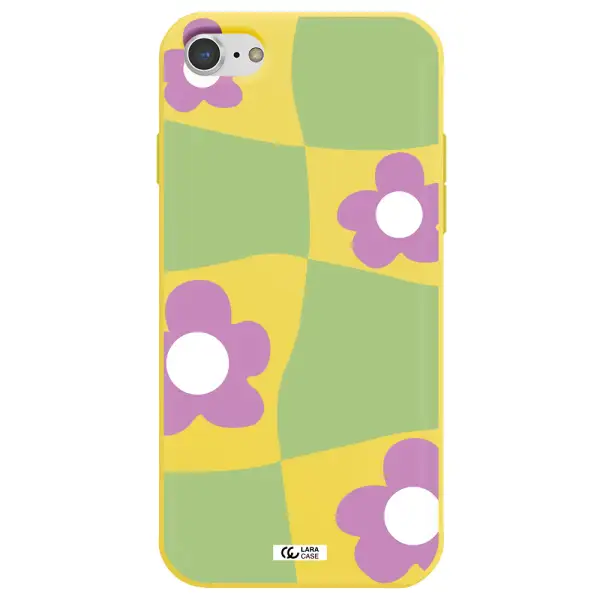 Five Petal Purple Flower Apple iPhone 7 Silicone canary yellow Case