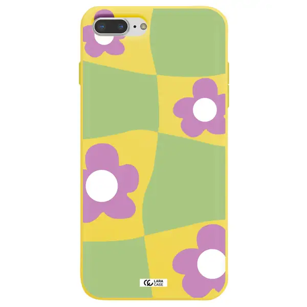 Five Petal Purple Flower Apple iPhone 8 plus Silicone canary yellow Case