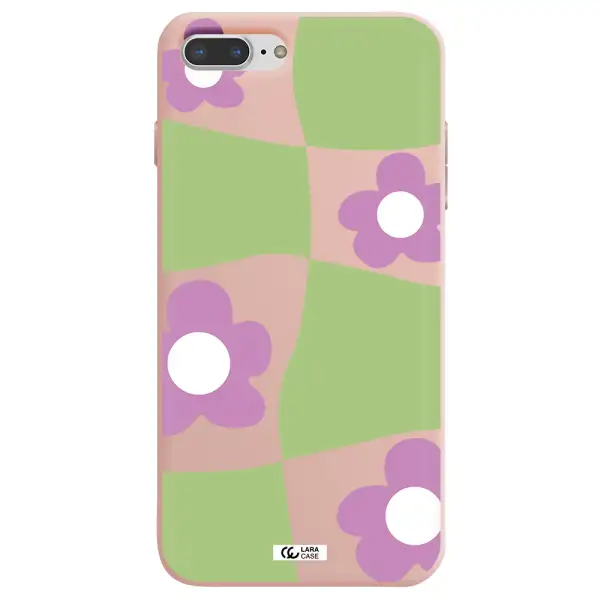 Five Petal Purple Flower Apple iPhone 8 plus Silicone pastel pink Case