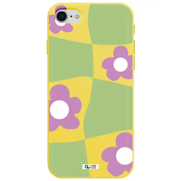 Five Petal Purple Flower Apple iPhone se 2020 Silicone canary yellow Case