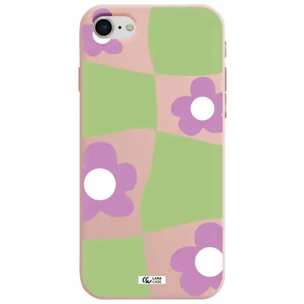 Five Petal Purple Flower Apple iPhone se 2020 Silicone pastel pink Case