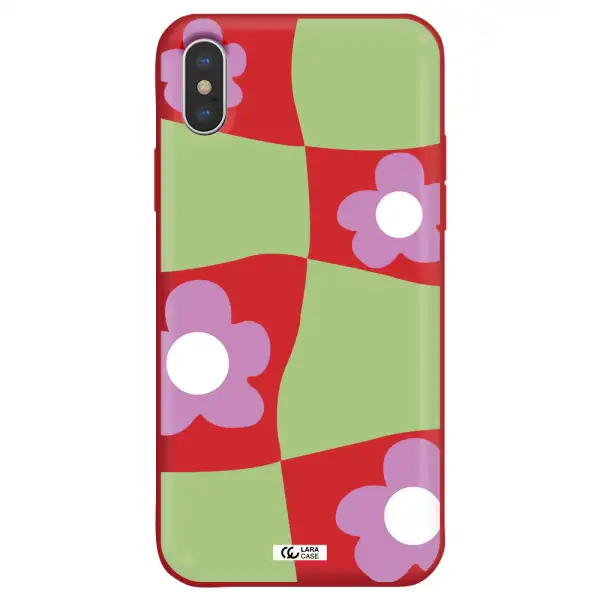Five Petal Purple Flower Apple iPhone XS max Silicone Imperial Red Case